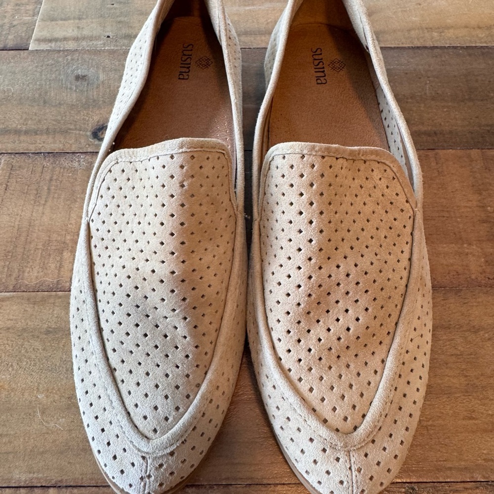 Susina Beige Perforated Slip-Ons